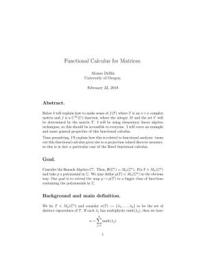 Functional Calculus for Matrices
