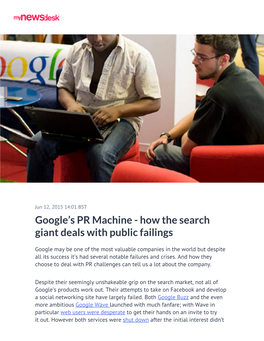 Google's PR Machine