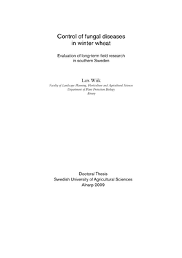 Control of Fungal Diseases in Winter Wheat