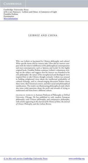 Leibniz and China: a Commerce of Light Franklin Perkins Frontmatter More Information