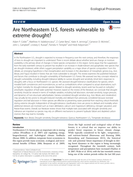 Are Northeastern U.S. Forests Vulnerable to Extreme Drought? Adam P