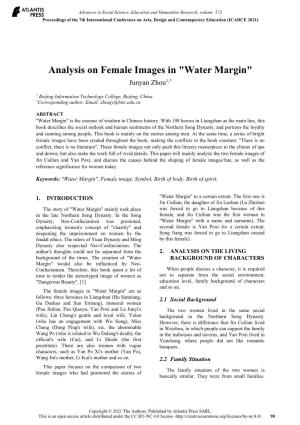 Analysis on Female Images in "Water Margin" Junyan Zhou1,*