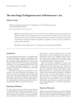 The Smut Fungi (Ustilaginomycetes) of Restionaceae S. Lat