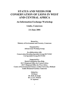 Status and Needs for Conservation of Lions in West and Central Africa.Pdf