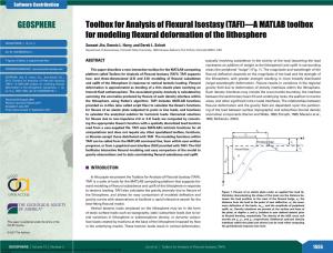 Toolbox for Analysis of Flexural Isostasy (TAFI)—A MATLAB Toolbox for Modeling Flexural Deformation of the Lithosphere GEOSPHERE; V