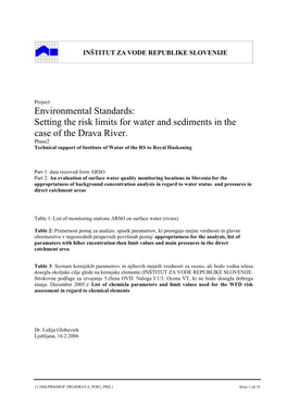Priloga 1 Poročila II Faze Projekta Priprava Okoljskih