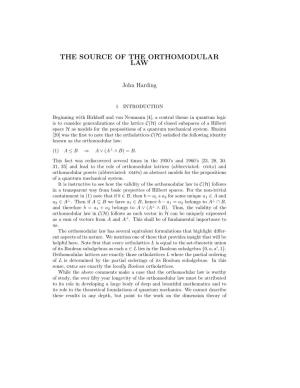 J. Harding, the Source of the Orthomodular Law, a Book Chapter