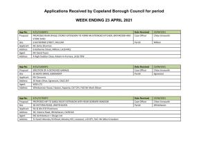 Applications Received by Copeland Borough Council for Period WEEK