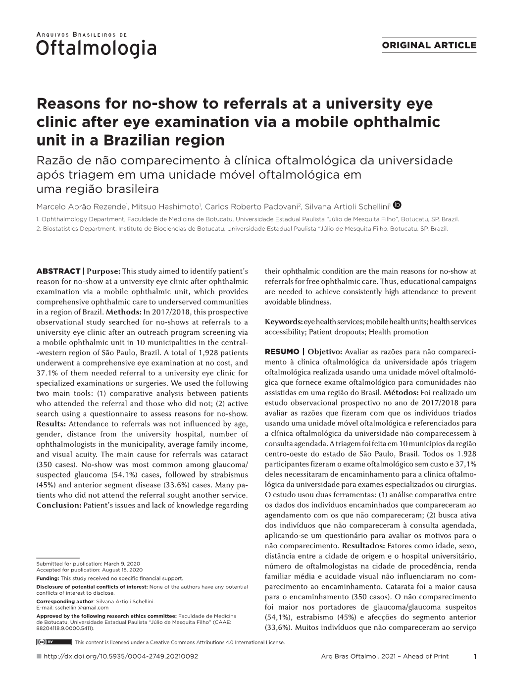 Reasons for No-Show to Referrals at a University Eye Clinic After Eye