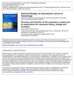 Historical Biology: an International Journal of Paleobiology Structure