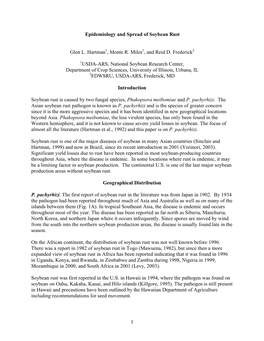 1 Epidemiology and Spread of Soybean Rust Glen L. Hartman1