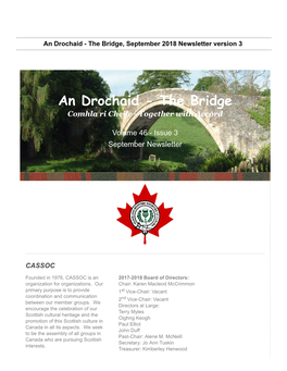 An Drochaid - the Bridge, September 2018 Newsletter Version 3