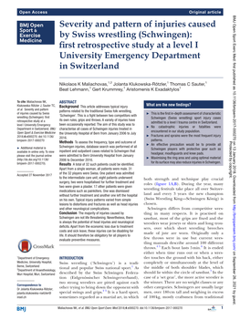 Severity and Pattern of Injuries Caused by Swiss Wrestling (Schwingen): First Retrospective Study at a Level I University Emergency Department in Switzerland