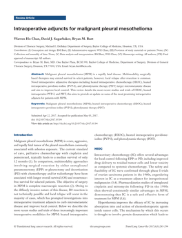 Intraoperative Adjuncts for Malignant Pleural Mesothelioma