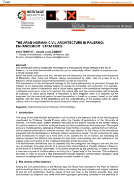 The Arab-Norman Civil Architecture in Palermo: Enhancement Strategies