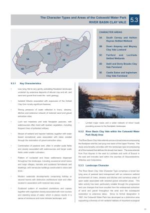 The Character Types and Areas of the Cotswold Water Park RIVER BASIN CLAY VALE 5.3