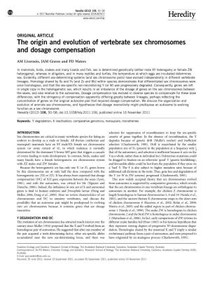The Origin and Evolution of Vertebrate Sex Chromosomes and Dosage Compensation