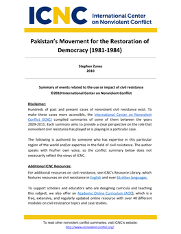 Pakistan's Movement for the Restoration of Democracy (1981