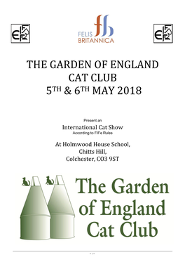 The Garden of England Cat Club 5Th & 6Th May 2018