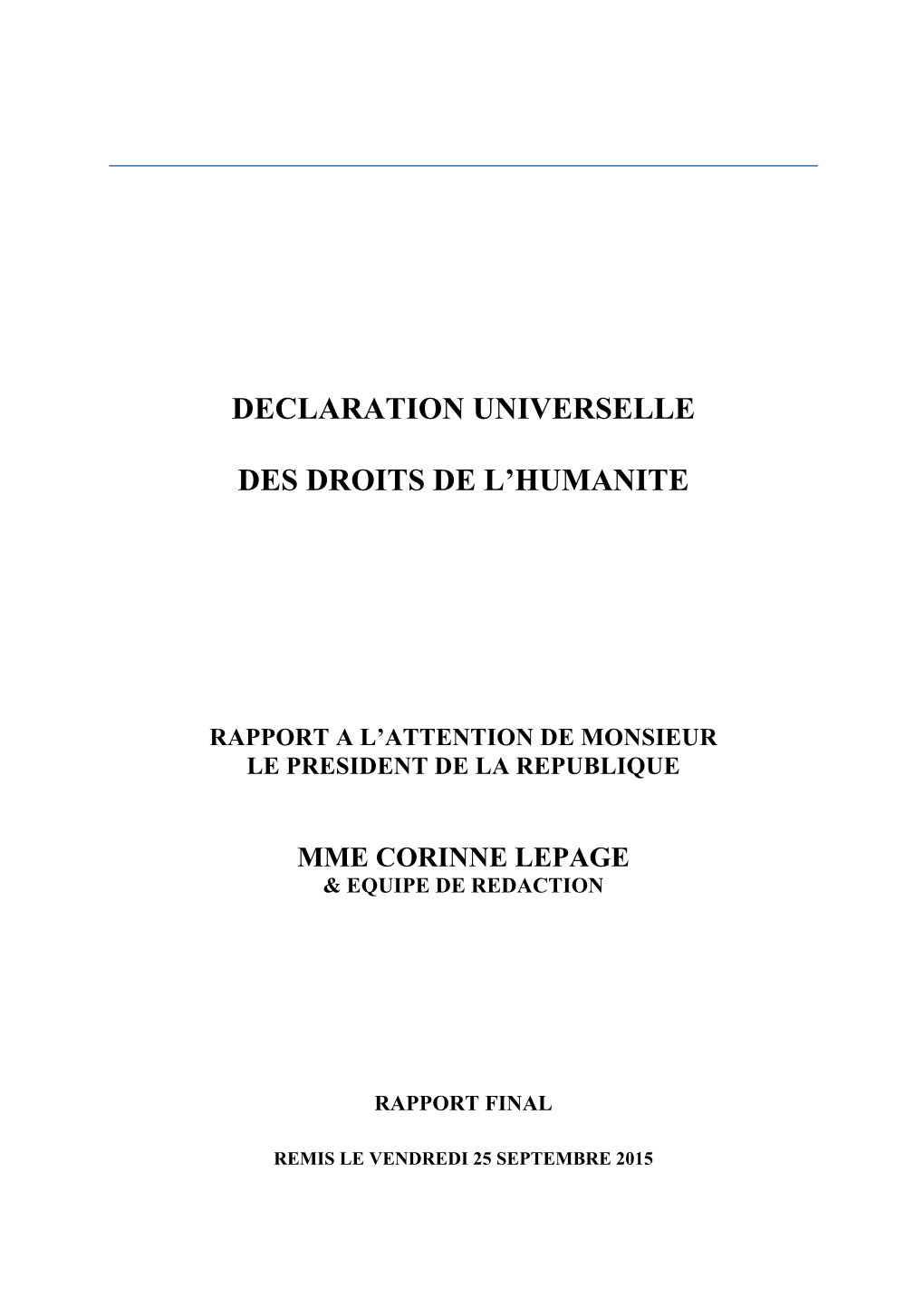 Declaration Universelle Des Droits De L'humanite