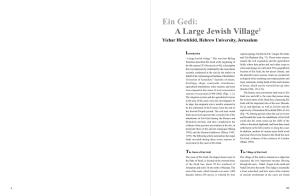 Ein Gedi: a Large Jewish Village1 Yizhar Hirschfeld, Hebrew University, Jerusalem