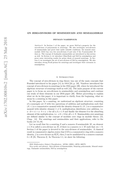 ON ZERO-DIVISORS of SEMIMODULES and SEMIALGEBRAS 3 That F IB (See Deﬁnition 2.1)