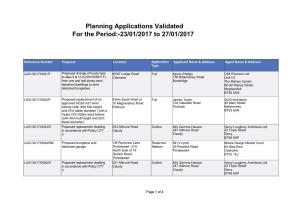 Planning Applications Validated for the Period:-23/01/2017 to 27/01/2017