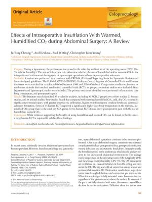 Effects of Intraoperative Insufflation with Warmed, Humidified CO2 During Abdominal Surgery: a Review