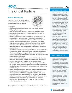 The Ghost Particle 1 Ask Students If They Can Think of Some Things They Cannot Directly See but They Know Exist