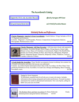 The Accordionist's Catalog Scholarly Books and References