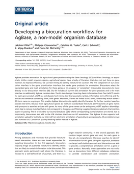 Developing a Biocuration Workflow for Agbase, a Non-Model Organism Database