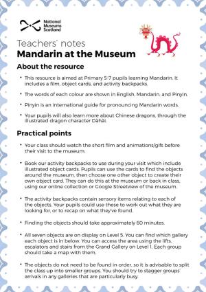 Mandarin at the Museum Teachers' Notes