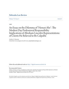 An Essay on the Dilemma of "Honest Abe": the Modern Day Professional