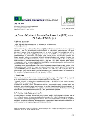 A Case of Choice of Passive Fire Protection (PFP)