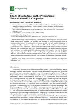 Effects of Surfactants on the Preparation of Nanocellulose-PLA Composites