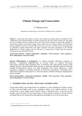 Climate Change and Conservation