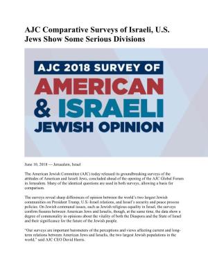 AJC Comparative Surveys of Israeli, U.S. Jews Show Some Serious Divisions