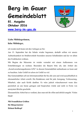 Gemeindeblatt Berg Im Gau Nr. 81