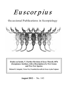 Scorpiones: Iuridae), with a Description of a New Genus and Two New Species