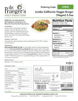 Jumbo California Veggie Burger (Vegan) 5.5Oz