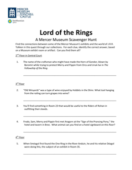 Lord of the Rings at the Mercer Museum Scavenger Hunt And