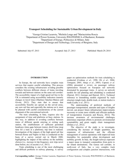 Transport Scheduling for Sustainable Urban Development in Italy