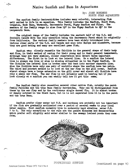 Native Sunfish and Bass in Aquariums