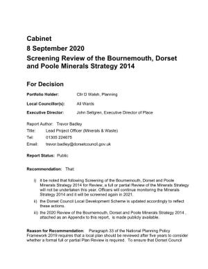 Screening Review of the Bournemouth, Dorset and Poole Minerals Strategy 2014