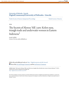 The Secrets of Alorese Â•Ÿsilkâ•Ž Yarn: Kolon Susu, Triangle Trade and Underwater Women in Eastern Indonesia1