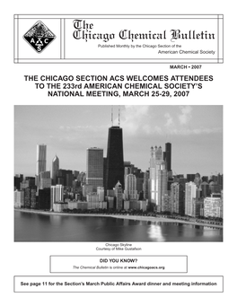 The Chicago Chemical Bulletin Published Monthly by the Chicago Section of the American Chemical Society