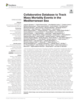 Collaborative Database to Track Mass Mortality Events in The