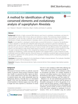 A Method for Identification of Highly Conserved Elements and Evolutionary Analysis of Superphylum Alveolata Lev I