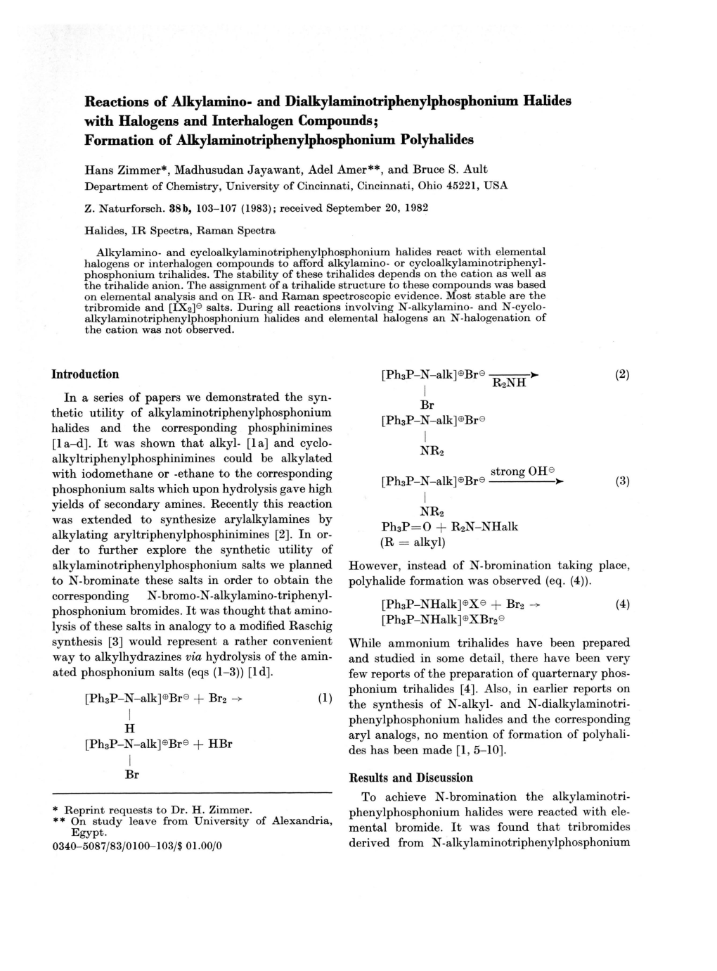 Reactions of Alkylamino- and Dialkylaminotriphenylphosphonium