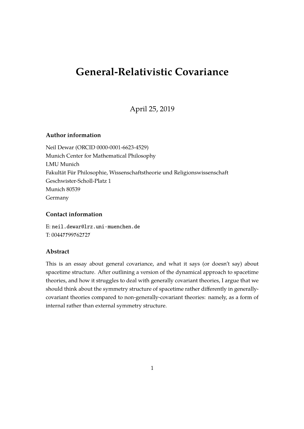 General-Relativistic Covariance